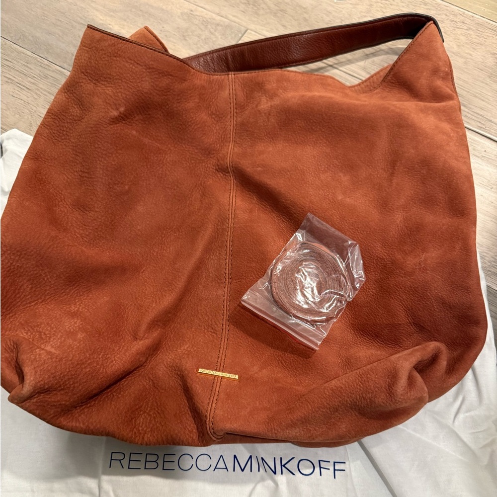 NWT REBECCA MINKOFF SUEDE HOBO BAG
ACORN (Rust)
